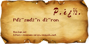 Pázmán Áron névjegykártya